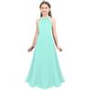iiniim Vestito Bambina Principessa Abito da Cerimonia in Chiffon Lungo Senza Maniche Damigella d'Onore Matrimonio Menta Verde 6 Anni