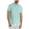 Giosal T-Shirt Uomo Maniche Corte Viscosa Collo Serafino Maglia con Bottoni Casual Vari Colori (IT, Testo, M, Regular, Regular, Verde Acqua)