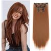 Cybelleza Extension Capelli Clip Lisci 65cm 6PCS Clip in Hair Extension per Capelli Sintetici Lunghi Finti Allugamento Effetto Naturale Dritti Full Head Set Posticci per Donna, Auburn chiaro