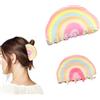 DERJDISF Mollette per Capelli Arcobaleno - Clip per Capelli Anti-scivolo, Raffinate ed Eleganti, Adatte per Tutti i Tipi di Capelli, Due Dimensioni Disponibili