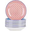 vancasso MACARON Servizio di Piatti Fondi 8 Pezzi in Porcellana Stile Orientale ø 21 cm