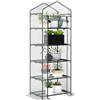 Outsunny Mini Serra da Giardino a 5 Ripiani, Serra da Balcone e Terrazza per Piante Orto, Struttura in Acciaio e Copertura in PVC, 69x49x193cm