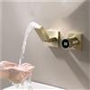 QREZAA Rubinetto Bagno Oro Spazzolato Con Display Digitale a LED Miscelatore Lavabo Pieghevole a 180° Rubinetti Per Cascata Bagno Con Miscelazione Acqua Calda E Fredda Rubinetto Muro Lavabo