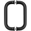 Ranbo Maniglia a C a doppia faccia per porta scorrevole in vetro senza cornice, acciaio inossidabile 304, colore nero opaco, adatta per vetri di 8-12 mm, interasse 15,2 cm, ideale per bagni, doccia, spa.