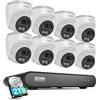 ZOSI 4MP Kit Videosorveglianza PoE Esterno, 8X 4MP PoE Dome Camera Surveillance Set con Audio, 8CH 5MP NVR con 2TB HDD, Rilevamento di Persone, 100ft Night Vision, C220