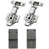 LOOTICH 95 Grado Clip-on Regolazione a 3-Way Mezza Battuta Esterna Cerniere 35mm con Ammortizzatore per Porte Soft Close Cerniera per Cucina Armadio Porta Ante Mobili Paracolpi Tipo Europeo 2 Pezzi