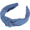 Didiseaon Fascia in denim Cerchietto alla moda per donne fasce grosse per jeans scintillanti fascia fasce di pizzo per le donne cerchietto di perle fascia per tessitura tessuto Blue