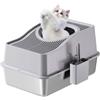 Zstar Lettiera per gatti in acciaio inox, extra grande, con lati alti, resistente agli odori chiusi, grande, protezione dalle perdite, rimovibile per gatti, 60 x 40 x 34,5 cm, colore: grigio