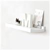 Gieanoo Mensola da parete bianca 30 cm in rovere massiccio bianco mensola galleggiante per cornice portafoto e decorazione per camera da letto, cucina, ufficio
