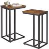 Aibiju Set di 2 Tavolini a Forma di C, Tavolino per Divano, Tavolino per Snack per Laptop, Industriale, per Soggiorno, Camera da Letto, Struttura in Metallo Marrone Rustico e Nero, YD-TM051HB-2
