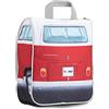 BRISA VW Collection - Volkswagen Borsa da toilette per trucchi e cosmetici da viaggio, Trousse nel design del T1 Hippie Bus (Rosso)