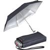 Knirps Ombrello tascabile da viaggio, piccolo, leggero, a righe, Navy With Silver Coating - Protezione dai raggi UV e dal calore, 93 cm