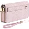 GAEKEAO Portafoglio Donna Grande, Portamonete Vegan in Pelle, Porta Tessere Blocco RFID, Portacarte di Credito, Porta Tessere, Borsellino Doppia Cerniera, Idee Regalo