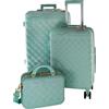 Camomilla Milano Set 3 pz Valigeria, Valigia (70 lt.) + Trolley (40 lt.) + Vanity Case (15 lt.), Materiale Rigido, Ruote Pivotanti, Collezione Ribbon, Colore Latte e Menta