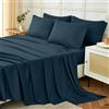 Homebliss Set Lenzuola Una Piazza e Mezza 120x190/200cm 3 Pezzi, Completo Lenzuola Letto in Poliestere, Lenzuolo con Angoli, Lenzuola e 1 Federa 50x80,Tinta Unita, Blu