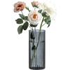ComSaf Vasi cilindrici alti 20,3 cm per centrotavola, vasi per boccioli a coste grigi per centrotavola decorazione diserbo vasi da fiori trasparenti alti 20,3 cm, portacandele uragano per feste