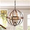Ganeed Lampada a sospensione Globo industriale Illuminazione della fattoria Lampadario vintage Apparecchio a soffitto sferico sospeso per cucina Isola tavolo da pranzo E14 bronzo 3 luci
