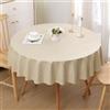 Homaxy Tovaglia effetto lino, lavabile,con effetto loto, rotonda, 140 cm, impermeabile, biancheria da tavola, antimacchia, crema