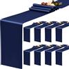 YMHPRIDE Confezione da 8 runner da tavola in raso, colore blu navy, 30 x 183 cm, per matrimoni, feste, compleanni, banchetti, decorazione da tavolo, colore: blu navy