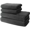 Ôhm Set di 4 Teli da Bagno | 2 Telo Doccia 70x140 cm + 2 Asciugamani Piccoli 50x100 cm | Telo Bagno Spugna Morbido e Assorbente | 100% Cotone | 500g/m2 | Hotel e B&B | Oeko-TEX | Ôhm | Grigio scuro