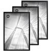 lincoolart Portafoto Cornice 50x70 cm Nera - Set di 3 da Parete Nere Cornici in Legno con Vetro Infrangibile per Grandi Poster, Foto e Immagini - Decorazione Parete