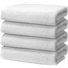 Ôhm Set di 4 Asciugamani Viso 50x100 cm | Piccoli Teli de Doccia per Ospiti e Mani | 100% Cotone | Spugna Morbido e Assorbente | 500g/m2 | Hotel e B&B | Oeko-TEX Bianco