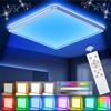 JOIENDY Plafoniera LED Soffitto Dimmerabile con Telecomando,24W Lampada da Soffitto LED 3000K~6500K 2800lm,Regolazione Della Luminosità a 10 Livelli,Plafoniere 7 RGB Colore,Lampadario Quadrata Moderna