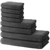 Ôhm Set di 8 Asciugamani | 2 Telo Doccia 70x140 cm + 2 Asciugamani Mani 40x70 cm + 4 Lavette Viso 30x30 cm | Telo Bagno Spugna Morbido e Assorbente | 100% Cotone | 500g/m2 | Oeko-TEX | Ôhm | Grigio