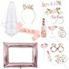 VEGCOO 14 Pz Accessori EVJF, Accessori per Photomaton di Nozze, Accessorio per addio al nubilato, Accessorio EVJF Future Sposa, Oro Rosa Sposa Team Bride Accessori Kit