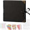 WELHAEPI Album Fotografico Personalizzabile, 205 x 205 mm Album Fotografici Scrapbooking Kit, Fai Da Te Album per Foto da Incollare 30 Pagine, Regalo per Anniversario Matrimonio, Ricchi Accessori, Nero