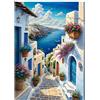 SHEGZHUC Pittura Diamante Paesaggio Mare 30 x 40 cm - Santorini Casa sul Mare Città Meridionale - Mosaico Arte Ricamo Punto Croce