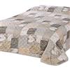 Delindo Lifestyle® Copriletto matrimoniale CUORE, per letti matrimoniali, patchwork marrone trapuntato, 240x260 cm
