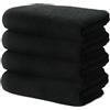 Ôhm Set di 4 Asciugamani Viso 50x100 cm | Piccoli Teli de Doccia per Ospiti e Mani | 100% Cotone | Spugna Morbido e Assorbente | 500g/m2 | Hotel e B&B | Oeko-TEX | Ôhm | Nero