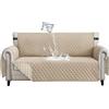 Lydevo Copridivano Impermeabile Copridivano 4 Posti con Braccioli per Animali Salvadivano Antigraffio Copridivano Trapuntato per Gatto Cani,Beige