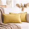 LRartdeco Cuscini Divano 30x50 cm Lino Copri Cuscini per Divano Bohémien Copricuscini Decorativo Rettangolari Fodere per Cuscino Copricuscino Stile Rustico per Cucina Camera da letto Fattoria Set Da 2 Giallo