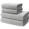 Ôhm Set di 4 Teli da Bagno | 2 Telo Doccia 70x140 cm + 2 Asciugamani Piccoli 50x100 cm | Telo Bagno Spugna Morbido e Assorbente | 100% Cotone | 500g/m2 | Hotel e B&B | Oeko-Tex Grigio Chiaro