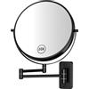 AumVum Specchio da trucco da 20,3 cm, montaggio a parete, 1X/10X, con braccio estensibile, girevole a 360°, per bagno e trucco, nero (senza luce
