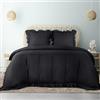Utopia Bedding Copripiumino a Volant Matrimoniale 240x220 - Microfibra Copripiumino 240x220cm + Federe 65x65cm - Nero