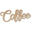 CREATCABIN caffè Parola Segno in Legno Ritaglio Lettera Segno Legno caffè Decorazione da Parete Parola Scultura Incompiuta Segno Fai da Te Lettere Arte Segno Ornamenti per Porta D'Ingresso 25x10cm
