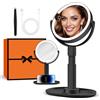 B Beauty Planet Specchio da Trucco Illuminato 30 X con 3 Luci di Colore, LED Dimmerabile e Regolabile in Altezza - Specchio Cosmetico 2 Lati per Bagno - Regalo per Donne Nero