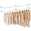 Yawinhe Attaccapanni da Muro Industriale, Barra Appendiabiti da Parete a Tubo 178cm, Salvaspazio, Rimovibile Appendino, per Lavanderia, Colore Crema,2 Pack, YMG004W-2