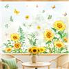 Tanlaby Adesivi per Finestra Fiore Girasole Vetrofanie Estivi Fiori Decalcomanie per Finestre Farfalle Non Adesiva Primavera Vetro Pellicola Anti-Collisione Finestra Vetro Porte Cucina Soggiorno