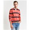 Gant per uomo. [2044013] Polo Rugger a righe tinte in filo rosso, Casual, Cotone, Manica lunga