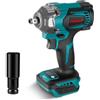 ONEVAN avvitatore a impulsi a batteria, 700Nm 1/2 avvitatore ad impulsi elettrico per Makita 18V, 4 velocità, brushless chiave a percussione senza fili, pistola a impulsi a batteria