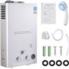 Teodute GPL 12L Scaldabagno a Gas Propano, Scaldabagno Istantaneo Senza Serbatoio da 24KW con Kit Doccia, Bruciatore per Caldaia per Campeggio, Camper, Casa(Argento)