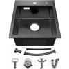 Sofetiy Lavello da cucina nero antracite 40 x 45 cm, con sifone, lavello da cucina in acciaio inox rettangolare per sottolavelli a partire da 40 cm di larghezza, lavandino da incasso, piccolo lavello