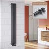 ELEGANT - Radiatore verticale di design, antracite, 1800 x 236 mm, con termostato multiblocco, monostrato, collegamento centrale, scaldasalviette