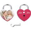 AOTXOXTOA Blocco d'amore personalizzato a cuore Incisione Foto Immagine Amante Alluminio Memoriale Nome Anniversario San Valentino Ponte Lucchetto Lui e Lei Regalo