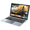 AUKABREX PC Portatile 15.6 Pollici, Win 11 Notebook Core i5-8210Y CPU, Notebook 24GB RAM 512GB SSD, Laptop 1200P IPS FHD Schermo, Portatile con Type-C+TF Card Slot+Mini HDMI+USB3.0+Mini-HDMI+BT5+Webcam+WIFI5