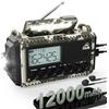 ROCAM 12000 mAh Radio Portatile Energia Solare di Emergenza,AM/FM//SW, SOS, Ricaricabile,Lampada da Lettura, Usb/Tipo C,Torcia, Sopravvivenza Impermeabile, Campeggio